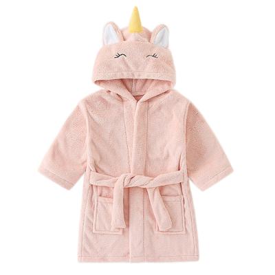 China Cozy Newborn Baby Animal Cartoon Baby Bath Towel Flannel Thermal Bathrobe Infant Children's Bathrobe for sale