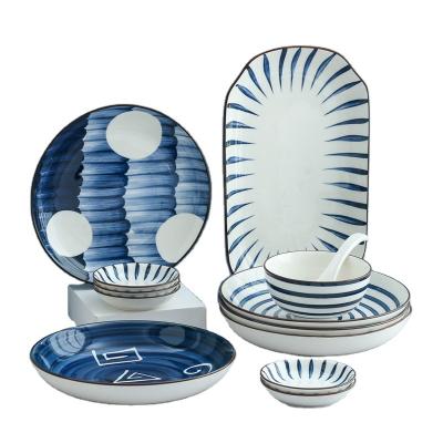 China Simple Sustainable Under Glazed Ceramic Serving Plate And Bowl Serving Dish Sets Dinnerware for sale