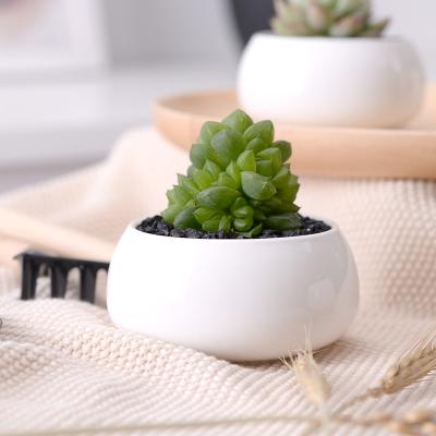 China 2021 CLASSIC round ceramic bonsai pot garden pots simple small size wihte home and garden for sale