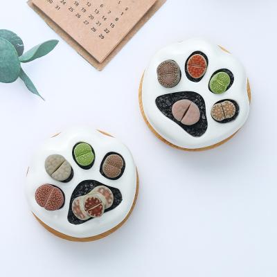 China Ceramic Garden Decor CLASSIC Cute Cat Paw Flower Pots Succulent Animal Planters With Bamboo Tray for sale