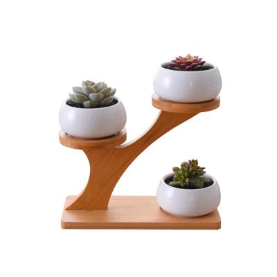 China Home and Garden CLASSIC Small Round 3 Shape White Ceramic Flower Pots Pot Planter With Stand for sale