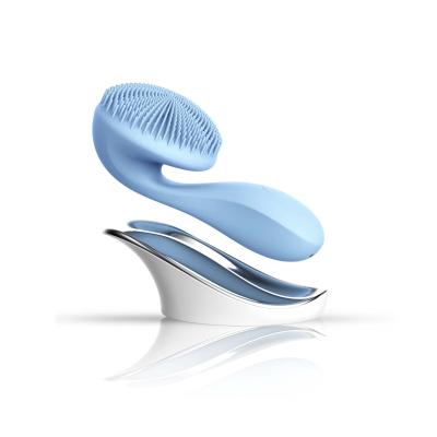 China Iksbeauty 3D Rotation Silicone Magnetic Ultrasonic Deep Cleansing Rotating Head Vibrating Facial Deep Cleansing Brush for sale