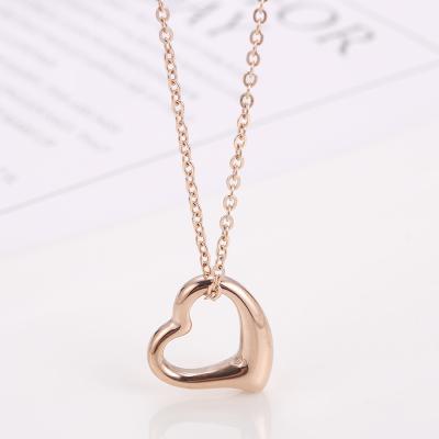 China Wholesale Trendy Fashion Jewelry Heart Shape Rose Gold Stainless Steel Necklace Pendant for sale