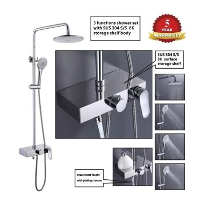 China With Slide Bar 3 Functions Wall Mount Bathroom Rainfall Waterfall Bath Shower Faucet Set High End for sale