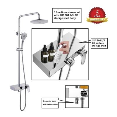 China With Slide Bar Patented 3 Functions High-quality Wall Mounted Bathroom rain Shower Faucets Mixer Set for sale