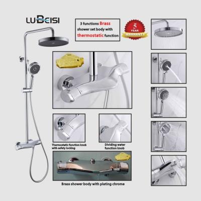 China With Slide Bar Wall Mounted Bathroom Temperature Control Shower Faucet Modern Exposed Thermostatic Mixer for sale