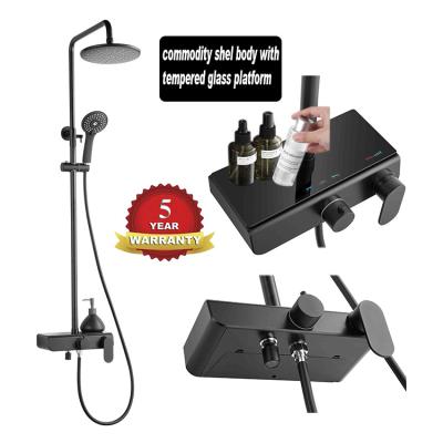 China 2022 Latest Arrival Sanitaryware Black Bathroom Rain Shower Head Faucets Mixer Set With Slide Bar for sale