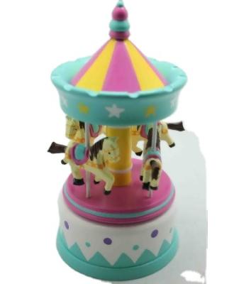 China Child Wooden Decorative Musical Toy Carousel Wooden Music Box for sale