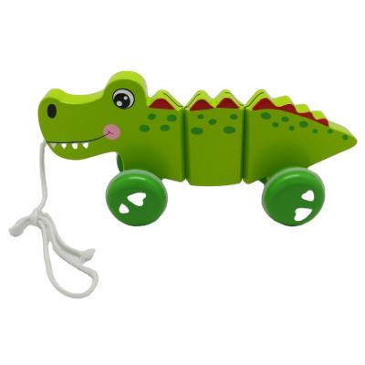 China WOODEN Wooden Toy Set Pull Along Car Crocodile Animal for sale