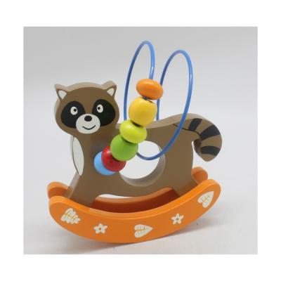 China Cute Cartoon Grizzly Bear Circles Wooden Activity Maze Toy Baby Bead Maze Roller Coaster Ride Pull Along Car Toy For Kids for sale