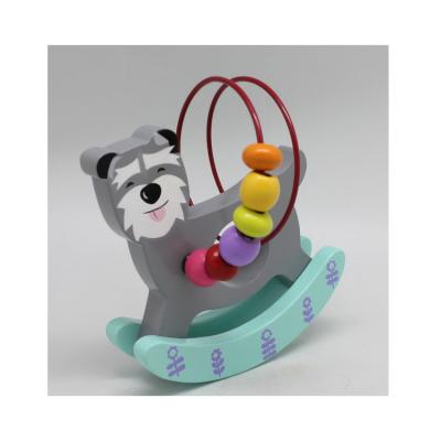 China Smart Educational Cartoon Baby Toys Pull Toy Kids Wooden Bead Walk Along Pull Bell Toy Greyhound For Wholesale for sale