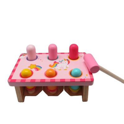 China Wooden Wooden Toy Set for Children Play Wooden Educational Toys Knocking Play Bench Pile Grinding Bench Knocking Hammer Toy for sale