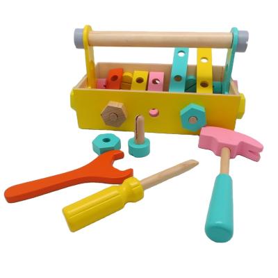 China Funny Educational Wooden Toy Children's DIY Pretend Role Play Toolbox Educational Wooden Toys for sale