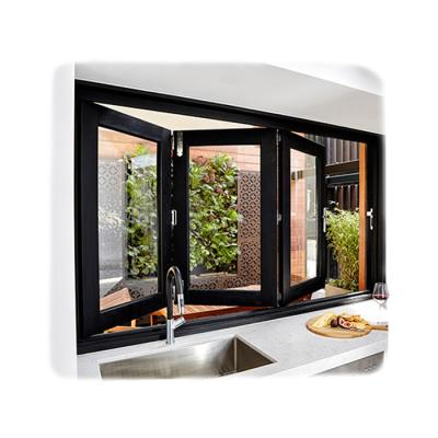 China Sliding Topwindow Courtyard Balcony Soundproof Tempered Glass Aluminum Bifold Folding Windows for sale