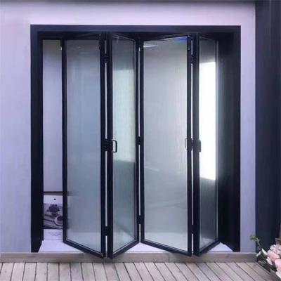 China Double Bi Fold Patio Door Bathroom Aluminum Modern Glass Patio Doors Aluminum Bi Fold Doors Bi Fold Style Profiles for sale