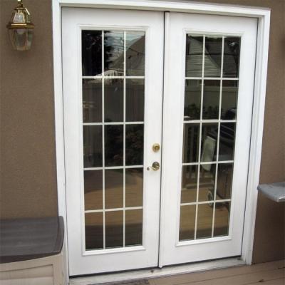 China Customized Modern Styles Modern Home Exterior Aluminum Double Swing Casement French Doors With Grilles for sale