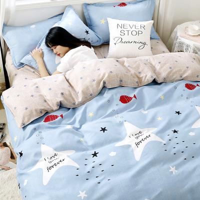 China Factory Direct Sale Nondisposable Washed Cotton Brushed Four-piece Student Dormitory Quilt Cover Sheet Bedspread Three-Piece Bedding Set for sale