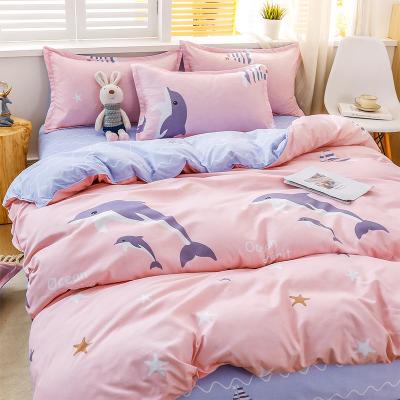 China Pure Cotton Nondisposable Autumn Winter Brushed Four-piece Dorm Household Bedspread Sheet Protector Three-Piece Bedding Set for sale