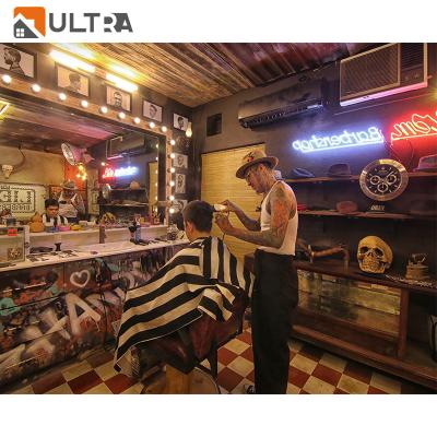 China Customized Ultra decor interior barbershop stations hair salon furniture mirror display salon station nail salon furniture for sale