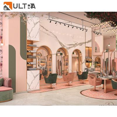 China Customized Ultra decor interior beauty salon furniture hair salon chair nail table barbershop stations hair salon station for sale