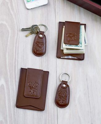 China Mens Fashionable Leather Money Clip Card Case And Key Chain Sets for sale