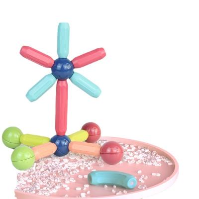 China DIY Eco-friendly Material 3D Kids Toy Assembly Building Game Magnetic Stick Rods Building Blocks Creative Educational Toys Magnet for sale