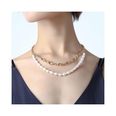 China CLASSIC 18k Gold Plated Copper Natural Baroque Freshwater Pearl Necklace Beaded Pearl Necklace For Women for sale