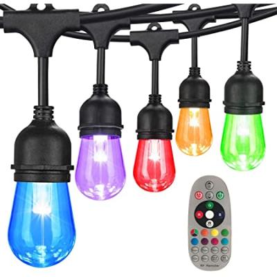 China Colorful Outdoor Garden Patio String Lights RGB S14 LED Light Bulbs RGB LED String Light Remote Control for sale