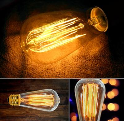 China ST64 Factory Vintage Edison Bulb 40W Carbon Filament E26 Brass Incandescent Light Bulb for sale