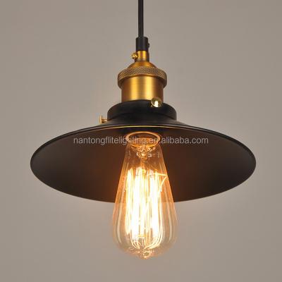 China Traditional Wholesale Round Shades Black Loft Lamp Retro Industrial Hanging Lamp Restaurant Vintage Pendant Lamp for sale