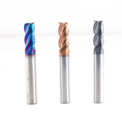 China Carbon Steel Carbide End Mill Cutter Hrc45 Hrc55 Hrc65 Solid CNC Milling Flat 4 Flute Carbide Cutter Endmill Carburo for sale