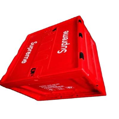 China Solid Box Collapsible Plastic Stackable Crates Folding Storage Box With Lid for sale