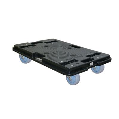 China Factory Direct Sale Strong Warehouse Used Trolley Dolly Trolley Cart Flat Surface Plastic Pallet With Four Casters For Packing Box for sale