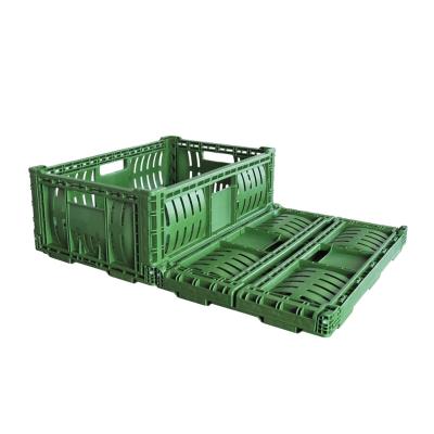 China Solid Box Fruit Vegetable Storage Hollowed Out Market Use Folding Rectangular Vegetable Basket for sale