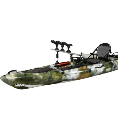 China 395*92*35cm Single Fishing Kayak Woowave Design Met Pedal Drive en Elektromotor Te koop