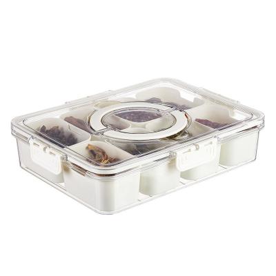 China Freshness Preservation Kitchen  8 Compartment Multifunction Divided Plastic Spice Storage Container With Lid for sale