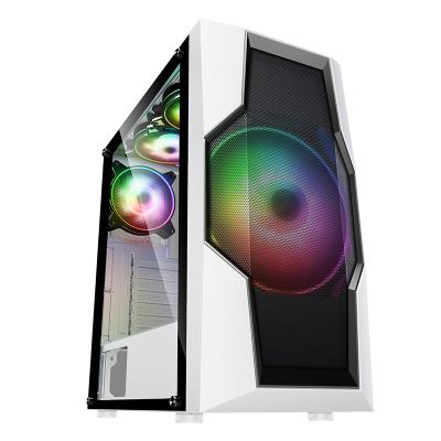 China With Side Panel Window SAMA Tempered Glass PC Gaming Case Argb Stripe Computer Cases Towers Contracted ATX Gaming Case for sale