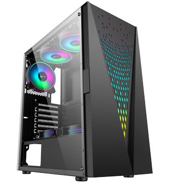 China With Fan SAMA ARGB Stripe PC Case Tempered Glass Gaming Computer Case OEM Game Case HOT Selling for sale