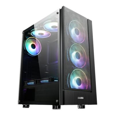 China With Panel Window SAMA Most Popular ATX Gaming Case RGB Feet Computer Gaming Case OEM OEM gabinete gabinete PC for sale