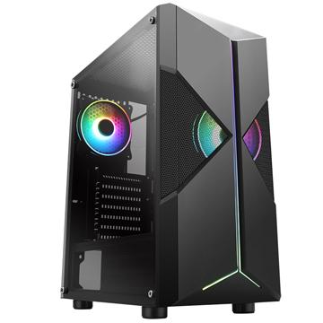 China With Stripe Computer Side Panel Window Mid Tower ARGB Steel Gaming Cases With Atx Metal Plastic Acrylic Mesh for sale