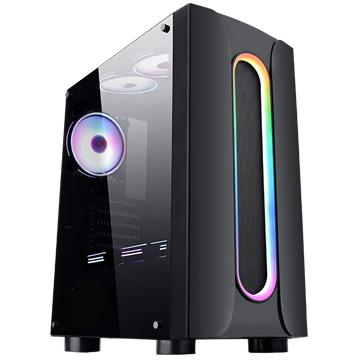 China With Side Panel Window OEM Custom Odm Logo Pc Gaming Plastic ARGB Stripe Atx Computer Cases With Acrylic Metal Steel Stocks for sale