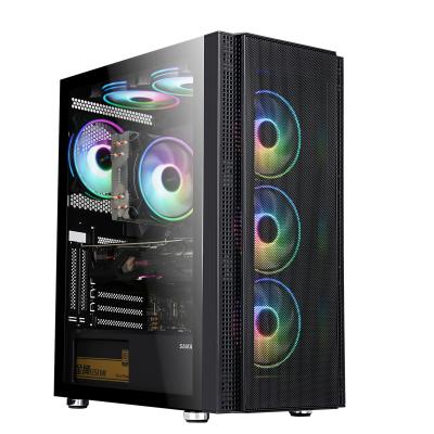 China With Side Panel Window Design SAMA OEM New Game PC Cases USB3.0 Cable Metal Mesh ATX Desktop Computer Case for sale