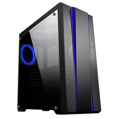 China With Side Panel Window SAMA OEM Gaming PC Cases RGB Strip On Top Front And USB3.0 Cable ATX Desktop Computer Case for sale