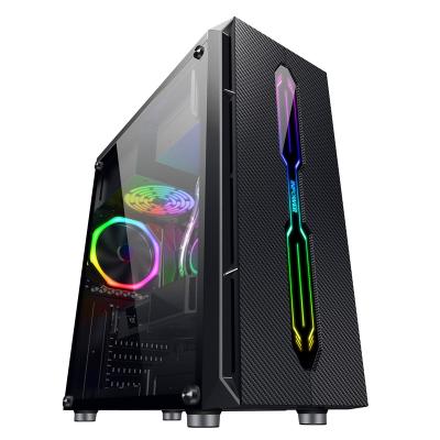 China With Side Panel Window SAMA OEM Gaming PC Case ARGB Strip Front ATX Left Full Side Acrylic Desktop Computer Case for sale