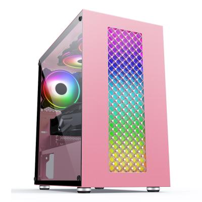 China With SAMA Micro Computer ATX Gaming Case Side Panel Window Cases Mini Itx Case Wholesale Pink Tempered Glass for sale