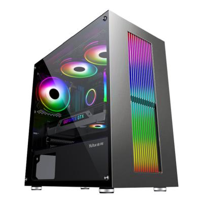 China With Side Panel Window SAMA Micro OEM Tempered Glass Gaming PC Case ARGB Band Front ATX Desktop Computer Case for sale