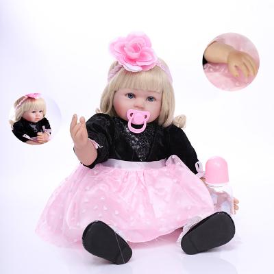 China Soft toy 60 cm big doll lifelike silicone toddler girl doll reborn toys with long hair reborn baby dolls for sale