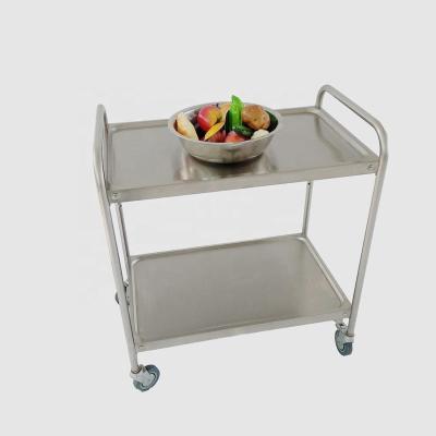 China Hotel/restaurant/hospital/others 2 tier stainless steel mobile hotel restaurant food service cart with 4 wheels for sale