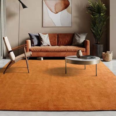 China Stain Resistant China Supply Home Use Modern Rug Wool Floor Mate Round Pure Color Rug Yellow Area Rug Carpet for sale