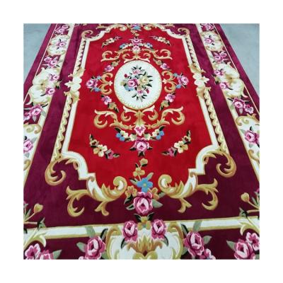 China Stain resistant China manutacturer carpet modern luxury floral pattern red handtufted carpet covers for sale